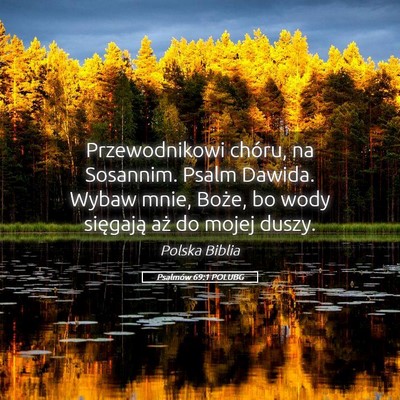 Picture 05 - Psalmów 69:1 POLUBG - Przewodnikowi chóru, na Sosannim. Psalm Dawida. - Bible Verse Picture