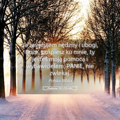 Picture 05 - Psalmów 70:5 POLUBG - Ja zaś jestem nędzny i ubogi, Boże, pospiesz - Bible Verse Picture