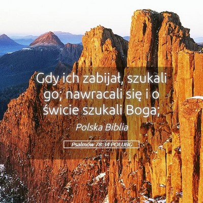 Picture 05 - Psalmów 78:34 POLUBG - Gdy ich zabijał, szukali go; nawracali się i o - Bible Verse Picture