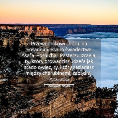 Picture 05 - Psalmów 80:1 POLUBG - Przewodnikowi chóru, na Sosannim. Psalm - Bible Verse Picture