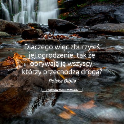 Picture 05 - Psalmów 80:12 POLUBG - Dlaczego więc zburzyłeś jej ogrodzenie, tak - Bible Verse Picture