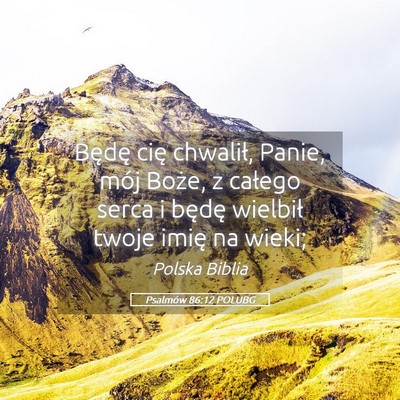 Picture 05 - Psalmów 86:12 POLUBG - Będę cię chwalił, Panie, mój Boże, z - Bible Verse Picture