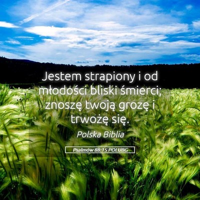 Picture 05 - Psalmów 88:15 POLUBG - Jestem strapiony i od młodości bliski śmierci; - Bible Verse Picture