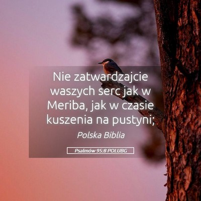 Picture 05 - Psalmów 95:8 POLUBG - Nie zatwardzajcie waszych serc jak w Meriba, jak - Bible Verse Picture