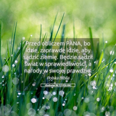 Picture 05 - Psalmów 96:13 POLUBG - Przed obliczem PANA, bo idzie, zaprawdę idzie, - Bible Verse Picture