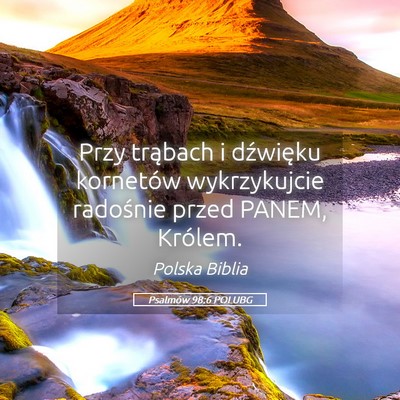 Picture 05 - Psalmów 98:6 POLUBG - Przy trąbach i dźwięku kornetów wykrzykujcie - Bible Verse Picture