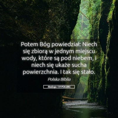 Picture 05 - Rodzaju 1:9 POLUBG - Potem Bóg powiedział: Niech się zbiorą w - Bible Verse Picture