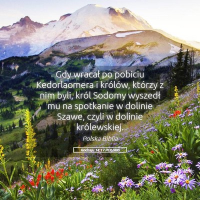 Picture 05 - Rodzaju 14:17 POLUBG - Gdy wracał po pobiciu Kedorlaomera i królów, - Bible Verse Picture