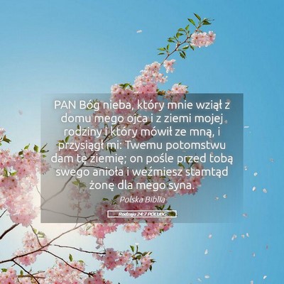 Picture 05 - Rodzaju 24:7 POLUBG - PAN Bóg nieba, który mnie wziął z domu mego - Bible Verse Picture