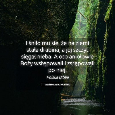 Picture 05 - Rodzaju 28:12 POLUBG - I śniło mu się, że na ziemi stała drabina, a - Bible Verse Picture