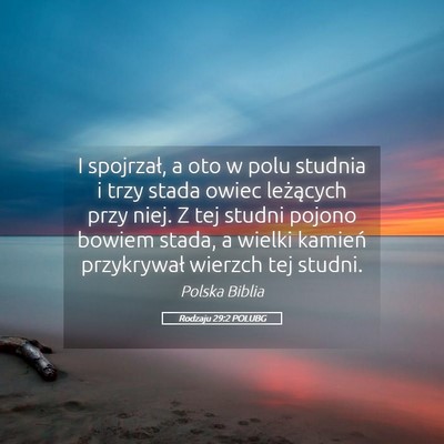 Picture 05 - Rodzaju 29:2 POLUBG - I spojrzał, a oto w polu studnia i trzy stada - Bible Verse Picture