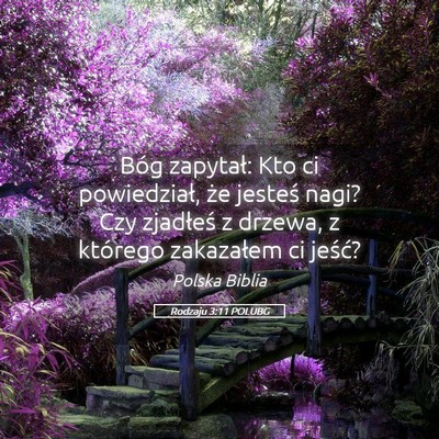 Picture 05 - Rodzaju 3:11 POLUBG - Bóg zapytał: Kto ci powiedział, że jesteś - Bible Verse Picture