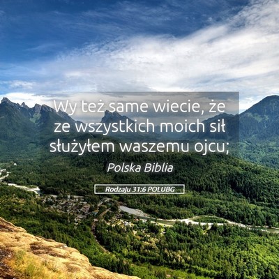 Picture 05 - Rodzaju 31:6 POLUBG - Wy też same wiecie, że ze wszystkich moich sił - Bible Verse Picture