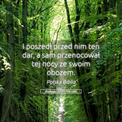 Picture 05 - Rodzaju 32:21 POLUBG - I poszedł przed nim ten dar, a sam przenocował - Bible Verse Picture