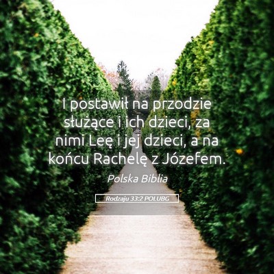 Picture 05 - Rodzaju 33:2 POLUBG - I postawił na przodzie służące i ich dzieci, - Bible Verse Picture