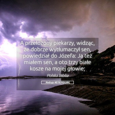 Picture 05 - Rodzaju 40:16 POLUBG - A przełożony piekarzy, widząc, że dobrze - Bible Verse Picture