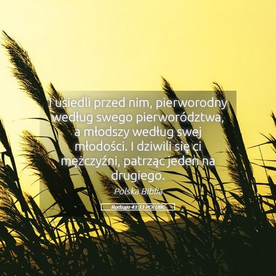 Picture 05 - Rodzaju 43:33 POLUBG - I usiedli przed nim, pierworodny według swego - Bible Verse Picture