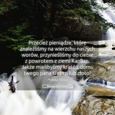 Picture 05 - Rodzaju 44:8 POLUBG - Przecież pieniądze, które znaleźliśmy na - Bible Verse Picture