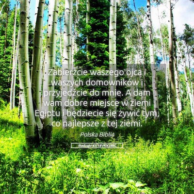 Picture 05 - Rodzaju 45:18 POLUBG - Zabierzcie waszego ojca i waszych domowników i - Bible Verse Picture