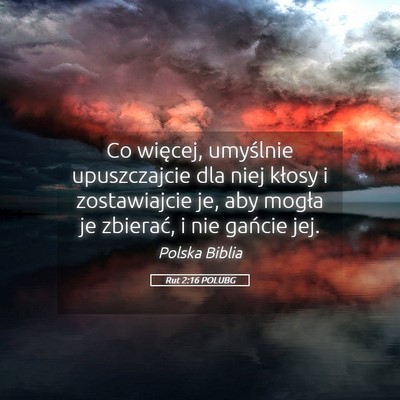 Picture 05 - Rut 2:16 POLUBG - Co więcej, umyślnie upuszczajcie dla niej - Bible Verse Picture