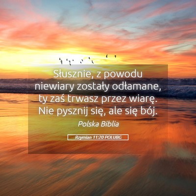 Picture 05 - Rzymian 11:20 POLUBG - Słusznie, z powodu niewiary zostały odłamane, - Bible Verse Picture