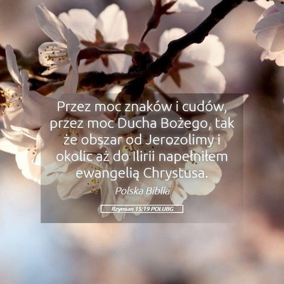Picture 05 - Rzymian 15:19 POLUBG - Przez moc znaków i cudów, przez moc Ducha - Bible Verse Picture