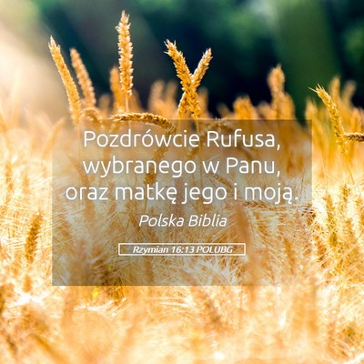 Picture 05 - Rzymian 16:13 POLUBG - Pozdrówcie Rufusa, wybranego w Panu, oraz matkę - Bible Verse Picture