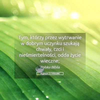 Picture 05 - Rzymian 2:7 POLUBG - Tym, którzy przez wytrwanie w dobrym uczynku - Bible Verse Picture