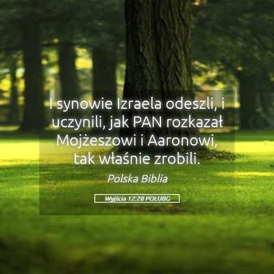 Picture 05 - Wyjścia 12:28 POLUBG - I synowie Izraela odeszli, i uczynili, jak PAN - Bible Verse Picture
