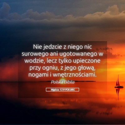 Picture 05 - Wyjścia 12:9 POLUBG - Nie jedzcie z niego nic surowego ani ugotowanego - Bible Verse Picture