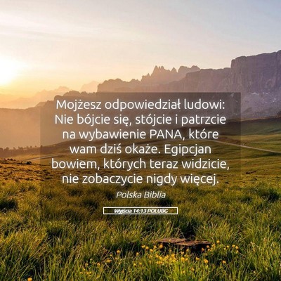 Picture 05 - Wyjścia 14:13 POLUBG - Mojżesz odpowiedział ludowi: Nie bójcie się, - Bible Verse Picture