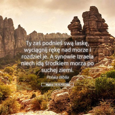 Picture 05 - Wyjścia 14:16 POLUBG - Ty zaś podnieś swą laskę, wyciągnij rękę - Bible Verse Picture