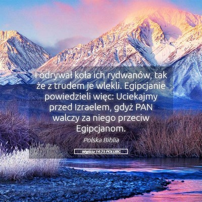 Picture 05 - Wyjścia 14:25 POLUBG - I odrywał koła ich rydwanów, tak że z trudem - Bible Verse Picture