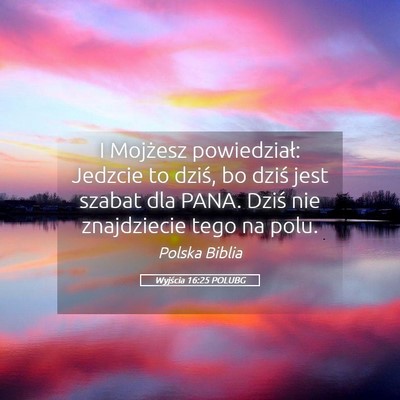 Picture 05 - Wyjścia 16:25 POLUBG - I Mojżesz powiedział: Jedzcie to dziś, bo - Bible Verse Picture