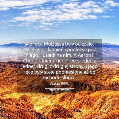 Picture 05 - Wyjścia 17:12 POLUBG - Ale ręce Mojżesza były ociężałe. Wzięli - Bible Verse Picture
