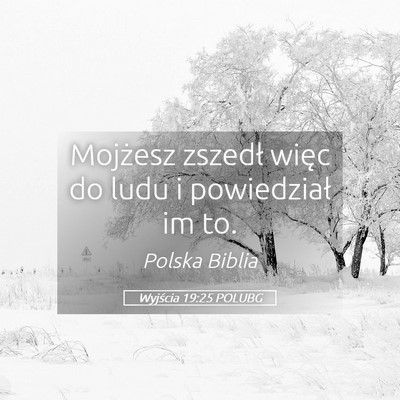 Picture 05 - Wyjścia 19:25 POLUBG - Mojżesz zszedł więc do ludu i powiedział im - Bible Verse Picture
