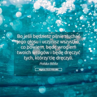 Picture 05 - Wyjścia 23:22 POLUBG - Bo jeśli będziesz pilnie słuchać jego głosu - Bible Verse Picture