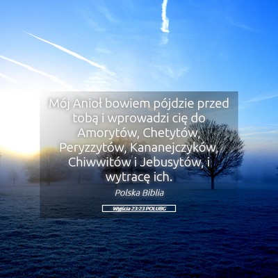 Picture 05 - Wyjścia 23:23 POLUBG - Mój Anioł bowiem pójdzie przed tobą i - Bible Verse Picture