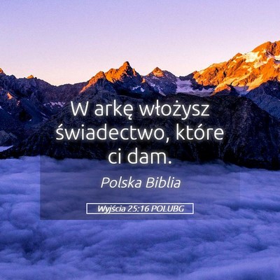 Picture 05 - Wyjścia 25:16 POLUBG - W arkę włożysz świadectwo, które ci - Bible Verse Picture