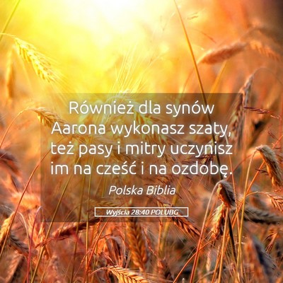 Picture 05 - Wyjścia 28:40 POLUBG - Również dla synów Aarona wykonasz szaty, też - Bible Verse Picture