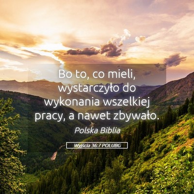 Picture 05 - Wyjścia 36:7 POLUBG - Bo to, co mieli, wystarczyło do wykonania - Bible Verse Picture