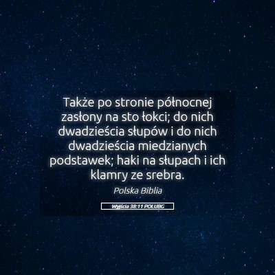 Picture 05 - Wyjścia 38:11 POLUBG - Także po stronie północnej zasłony na sto - Bible Verse Picture