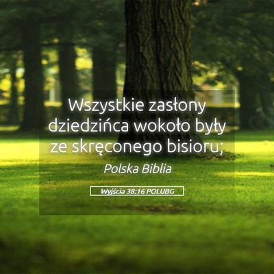 Picture 05 - Wyjścia 38:16 POLUBG - Wszystkie zasłony dziedzińca wokoło były ze - Bible Verse Picture