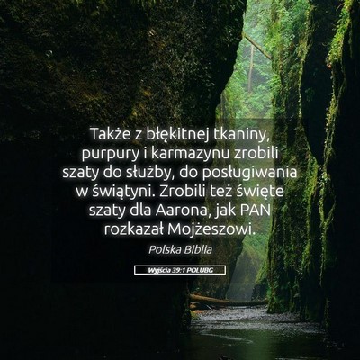 Picture 05 - Wyjścia 39:1 POLUBG - Także z błękitnej tkaniny, purpury i karmazynu - Bible Verse Picture