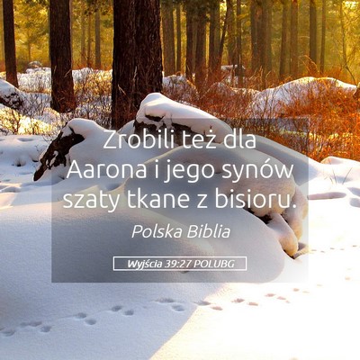 Picture 05 - Wyjścia 39:27 POLUBG - Zrobili też dla Aarona i jego synów szaty tkane - Bible Verse Picture