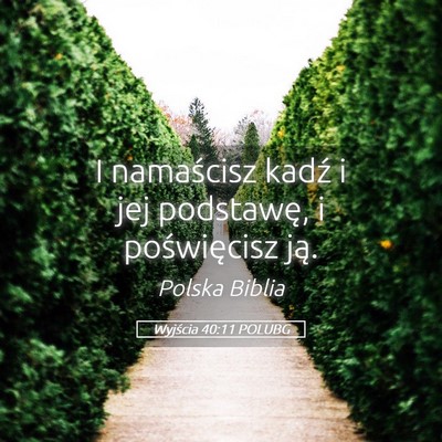 Picture 05 - Wyjścia 40:11 POLUBG - I namaścisz kadź i jej podstawę, i - Bible Verse Picture