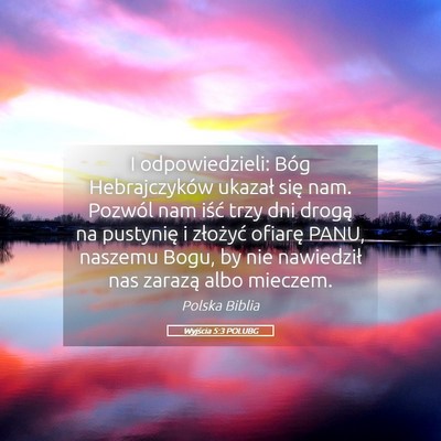Picture 05 - Wyjścia 5:3 POLUBG - I odpowiedzieli: Bóg Hebrajczyków ukazał się - Bible Verse Picture