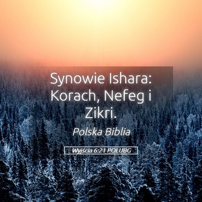 Picture 05 - Wyjścia 6:21 POLUBG - Synowie Ishara: Korach, Nefeg i - Bible Verse Picture