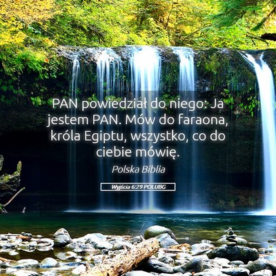 Picture 05 - Wyjścia 6:29 POLUBG - PAN powiedział do niego: Ja jestem PAN. Mów do - Bible Verse Picture