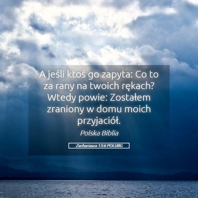 Picture 05 - Zachariasza 13:6 POLUBG - A jeśli ktoś go zapyta: Co to za rany na twoich - Bible Verse Picture